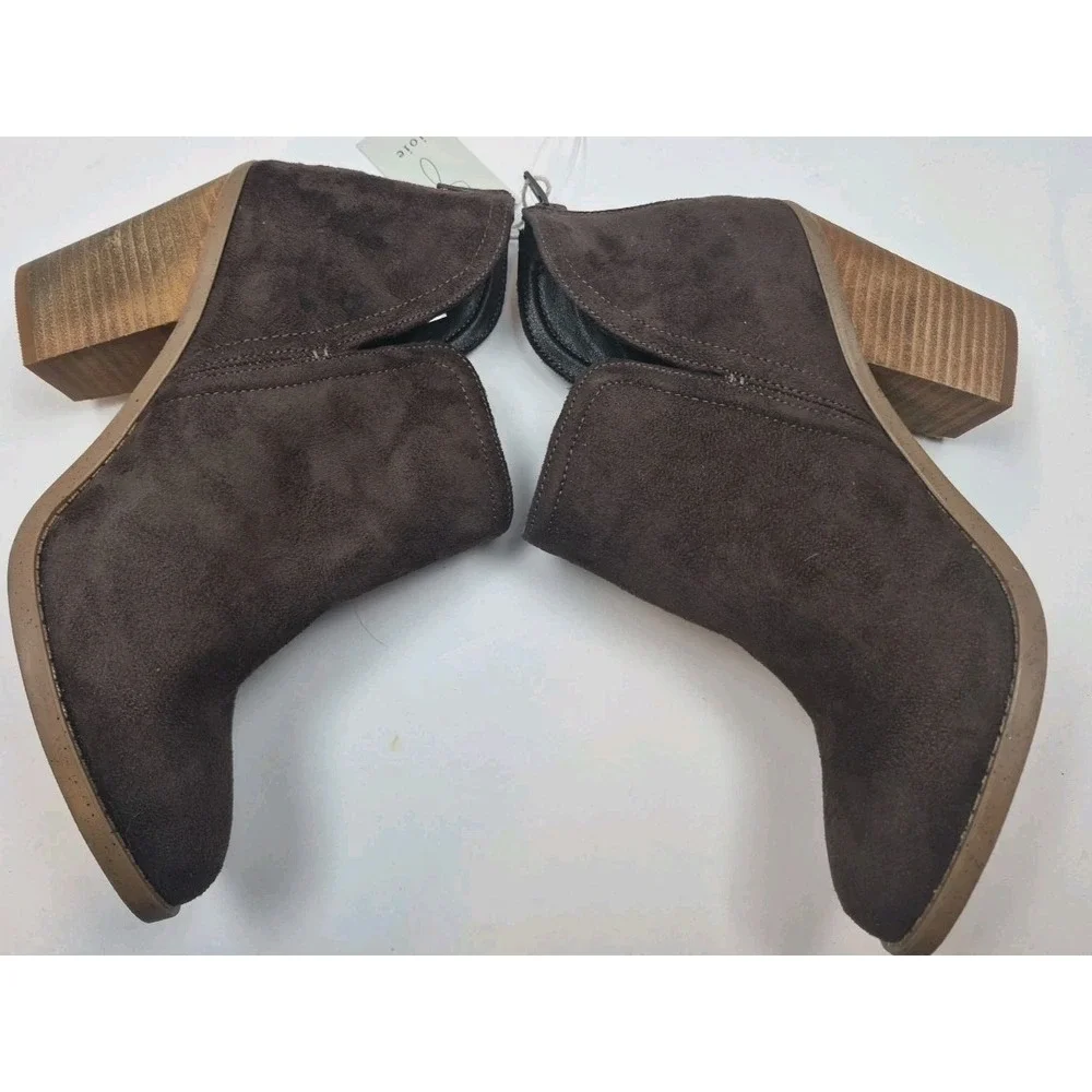 Joie Booties Womens 7.5M Brown Kayden Block Heel Back Zip Ankle Cowgirl Boot EUC